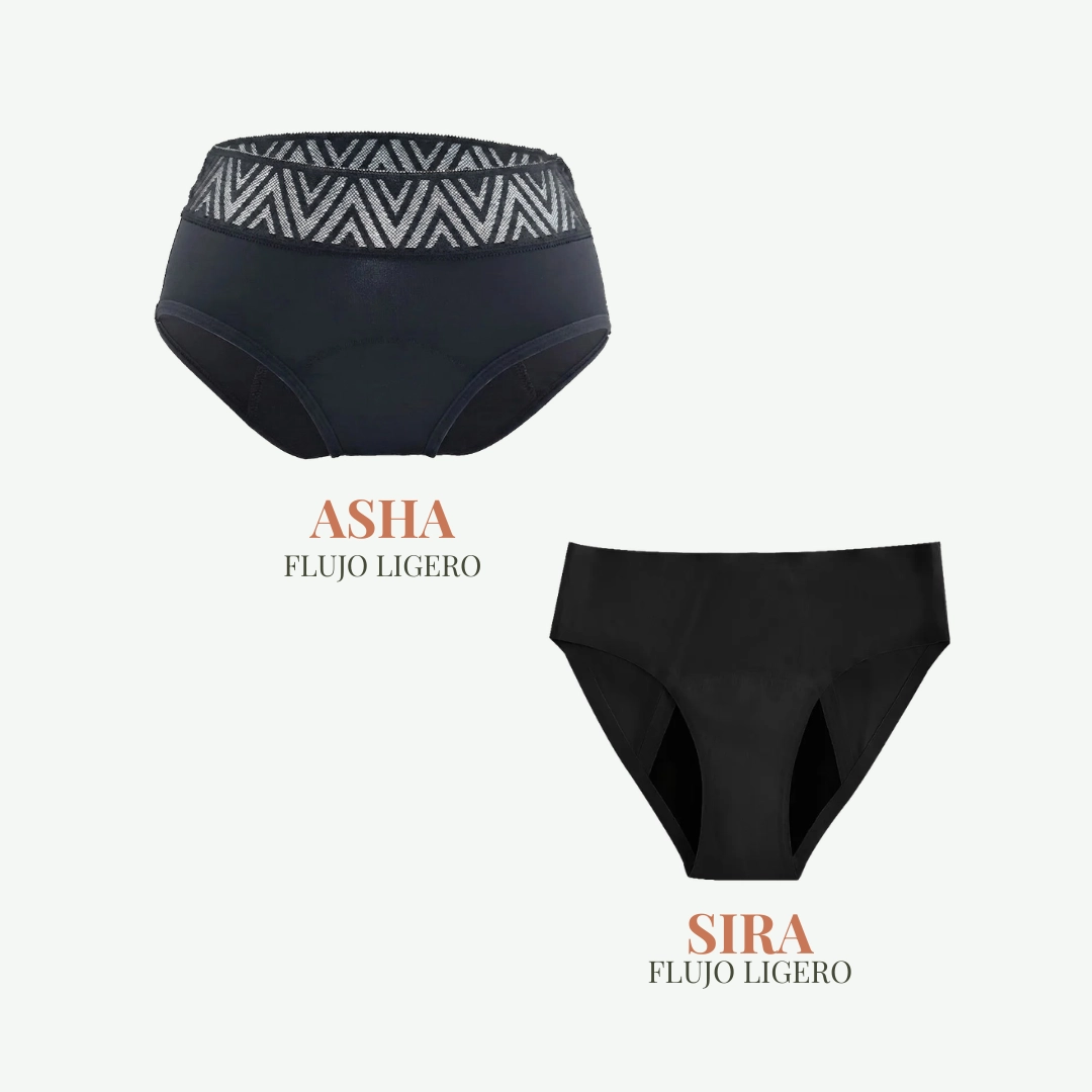 Kit Días Ligeros con Alella con calzones menstruales SIRA y ASHA para flujo ligero